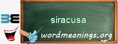 WordMeaning blackboard for siracusa